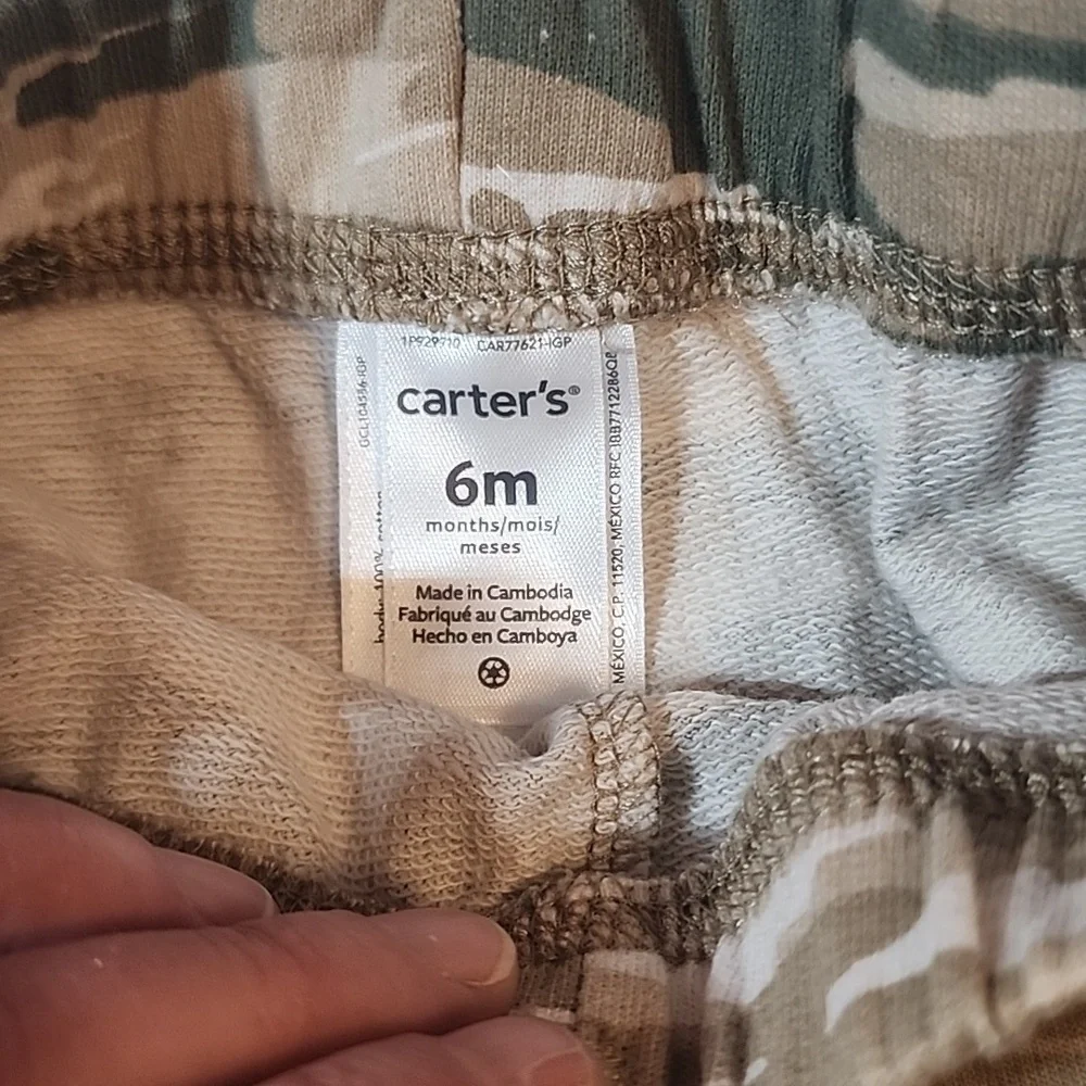 Carter's camo pants and striped top outfit sz 6 mon